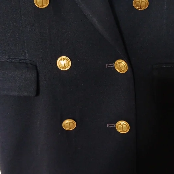 Ladies Christian Dior VINTAGE Double-Breasted Blazer  Navywith Gold Buttons.Sz.4 - Picture 3 of 10